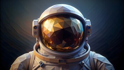 Low-poly Astronaut Helmet Portrait