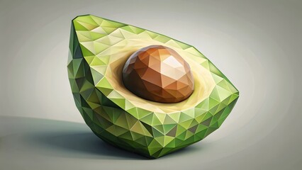 Low-Poly Avocado Half