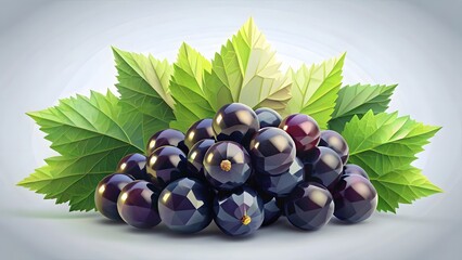 Black Currants with Leaves
