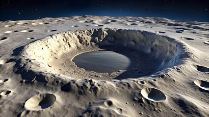 Lunar Crater with Central Lake