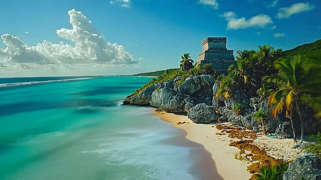 magical town of tulum ruins by the sea video