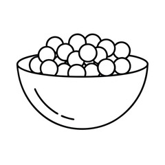 Assorted berries served in bowl portrayed in refined monoline artwork Vector illustration