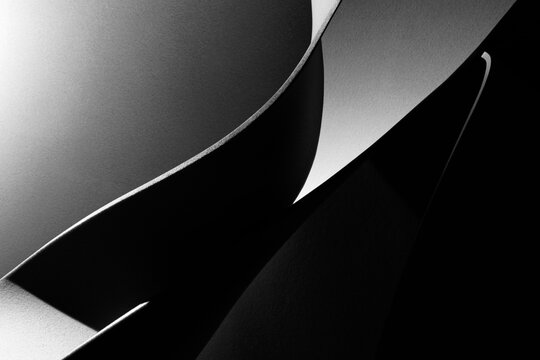 Curvilinear elements in black and white, architectural concept