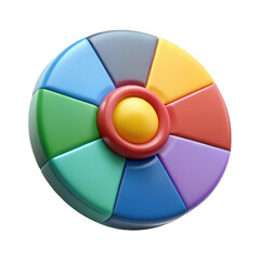 3d colorful spinner wheel isolated on transparent background