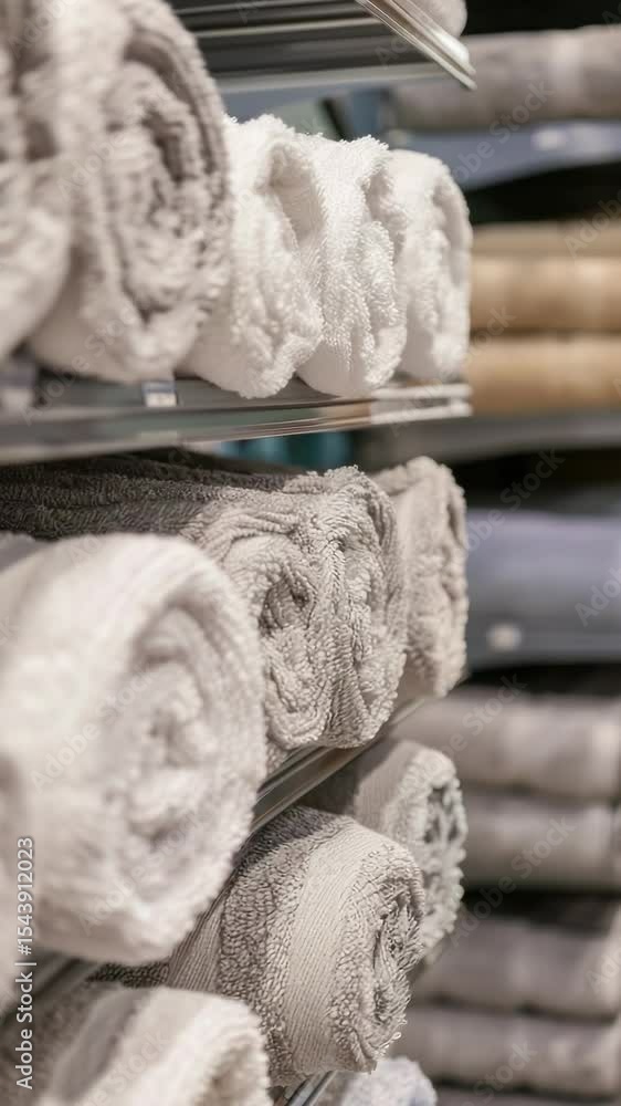 Aufkleber a collection of towels stacked on a shelf