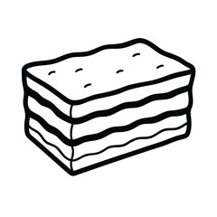 Chocolate brownie stack with texture presented in artistic outline art Vector illustration