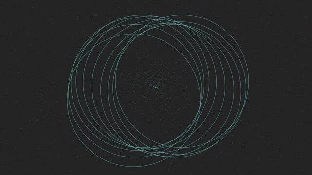 An abstract circular formation composed of intersecting lines spiraling in varied directions, creating a mesmerizing geometric pattern. The image's purpose remains undisclosed