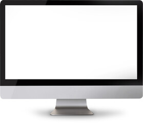 A blank computer monitor displaying a clean, white screen, ready for use in various applications.