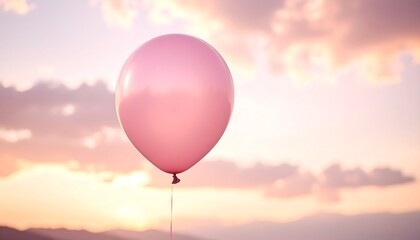 Obraz premium Pink balloon sunset sky.