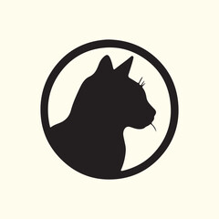 Black Cat logo design, vector set cat circle logo