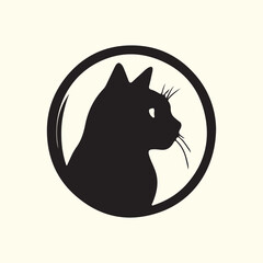 Black Cat logo design, vector set cat circle logo