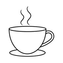 Coffee cup with rising steam captured in single unbroken line artwork Vector illustration