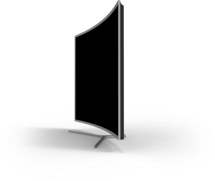 A sleek, modern curved display monitor on a minimalist stand, emphasizing contemporary design.