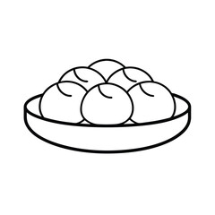Dim sum bamboo tray portrayed in delicate thin monoline illustration Vector illustration