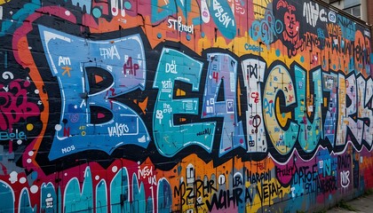 Colorful street wall graffiti background with vibrant paint, urban texture, and youth culture"