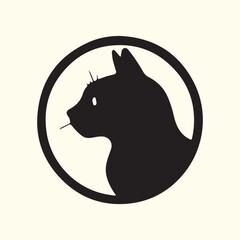 Black Cat logo design, vector set cat circle logo