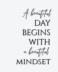 Modern Quote Wall Decor – 'A Beautiful Mindset' Printable Art – Uplifting Motivation for Any Room 