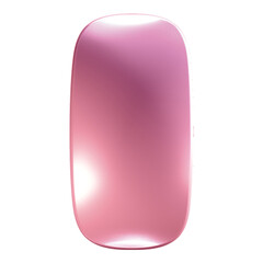 A sleek, reflective pink object with a smooth surface, possibly a modern design element or accessory.