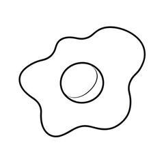 Fried egg with curved edges captured in clear precise outline drawing Vector illustration