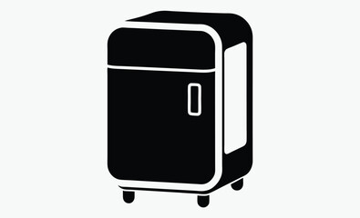 mini fridge silhouette, compact refrigerator icon, black and white vector
