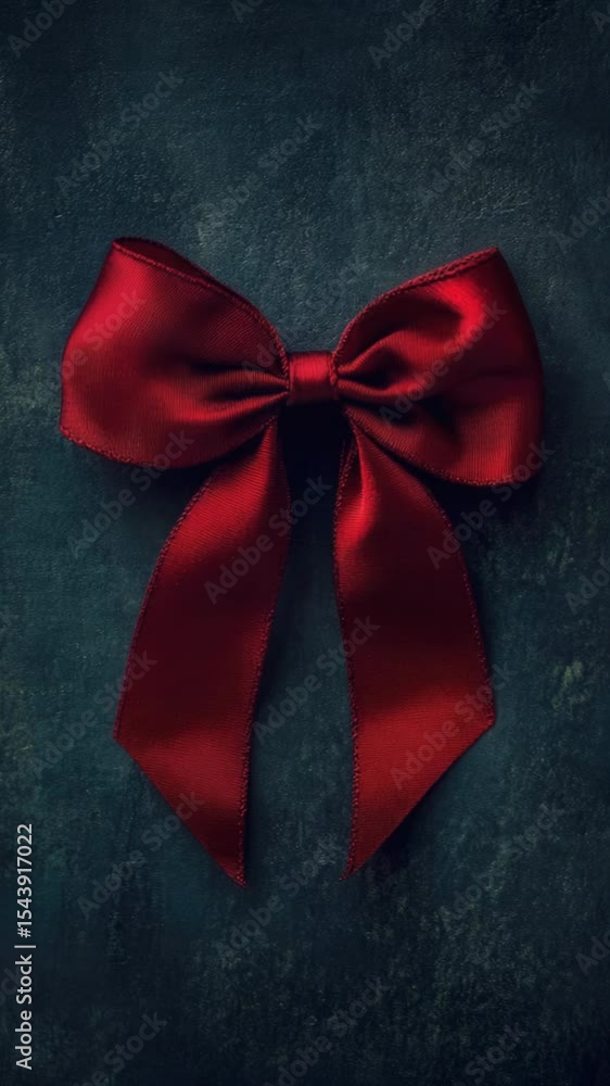 Poster A simple yet striking image of a red bow on a dark background, perfect for designs and graphics where a pop of color is needed
