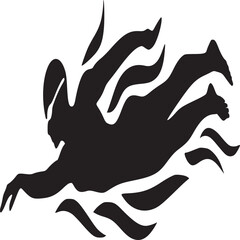 Silhouette of a swimmer in action swimming through water with arms extended and legs kicking hard