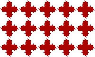 Plus sign red line crossed into grid fence repeat pattern, replete image, design for fabric printing