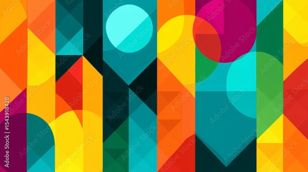 Poster abstract geometric design - vibrant abstract background with overlapping geometric shapes in bright 