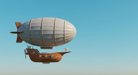 Obraz premium Leichter Luftschiffträger schwebt elegant im hellen Himmel. AI Generated