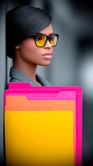 Businesswoman with folders