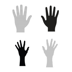 Hand Silhouette and Dot Style Vector Set – Raised Hands Isolated on White Background