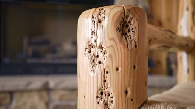 Close Up Of Unique Wooden Texture With Multiple Hole Details
