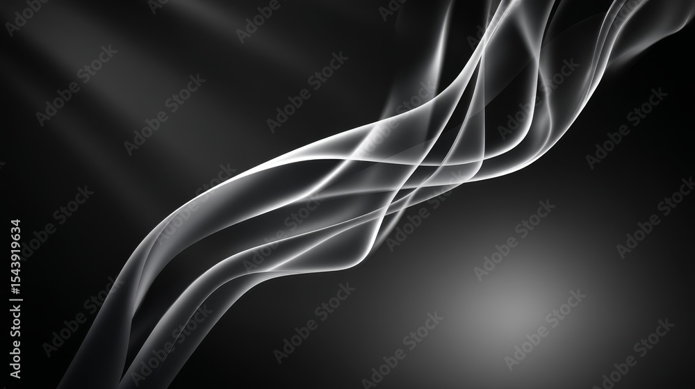 Poster abstract smoke design - elegant grayscale abstract featuring flowing smoke-like forms against a dark