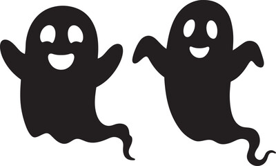 Spooky cartoon boo silhouette vector illustration