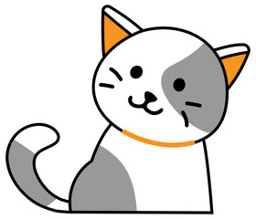 Cute Calico Cat Cartoon Illustration