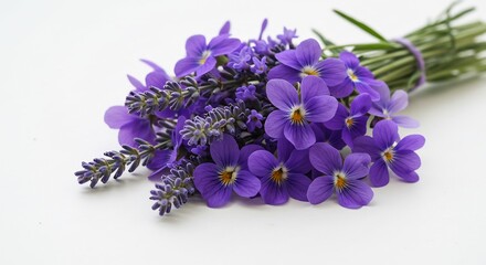 Violen und Lavendel duften zart im sanften Licht. AI Generated