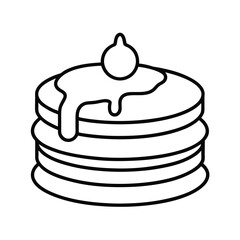 Pancake breakfast stack with maple syrup drip shown in outline style Vector illustration