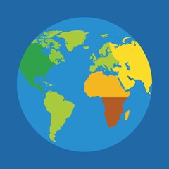 Fototapeta premium Colorful flat world map illustration of planet Earth 