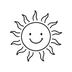 Happy smiling sun cartoon character illustration