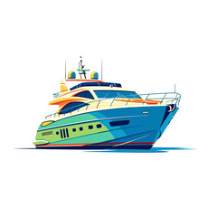 Naklejka premium Luxury yacht illustration in colorful design on white background 
