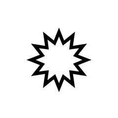 Black explosion graphic in minimalist style on white background  