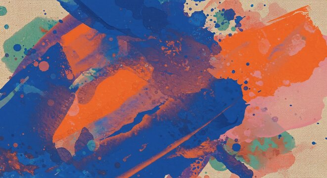 Abstrakte Malerei leuchtende Farben dynamisch kraftvoll gestaltet. AI Generated