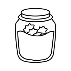 Layered salad jar depicted in stylish orderly continuous line drawing Vector illustration