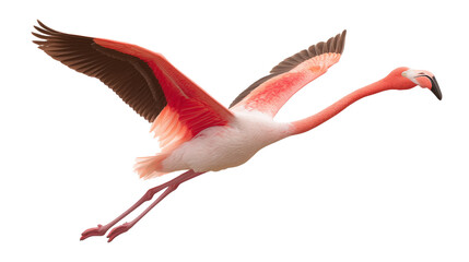Flamingo in Flight with Elegant Pink Feathers on Transparent Background

