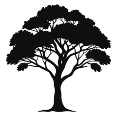  Banyan Tree silhouette vector Style with white background editable

