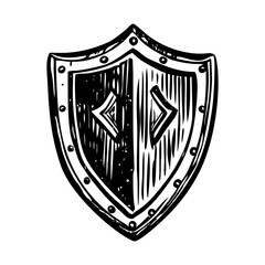 A vintage style illustration showing bronze shield