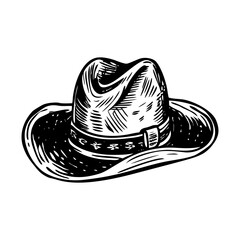 A vintage style illustration showing cowboy hat