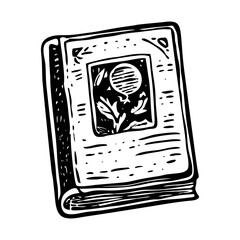 A glyph style illustration representing historical book
