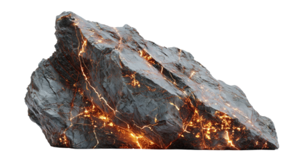 Glowing Geode Rock with Cracks on Transparent Background

