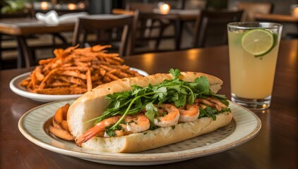 Vietnamese Shrimp Sandwich Cilantro Sweet Potato Fries